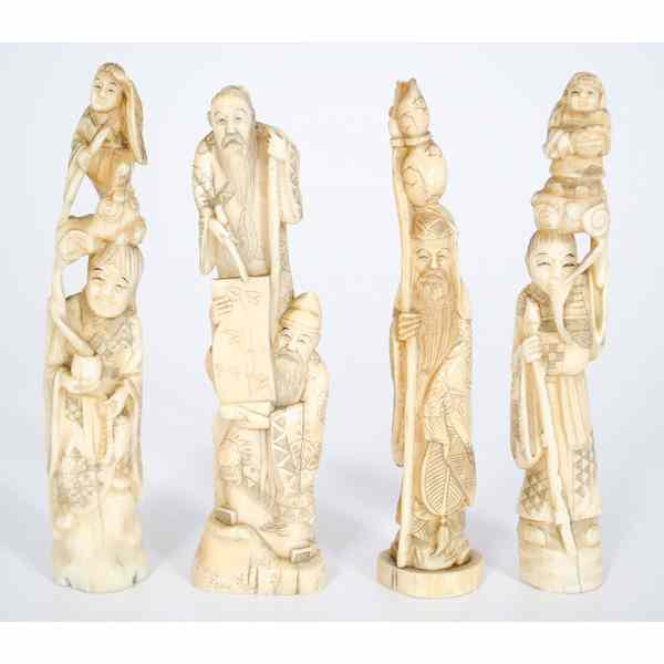 Appraisal: Chinese Carved Ivory Immortals Chinese A group of four carved