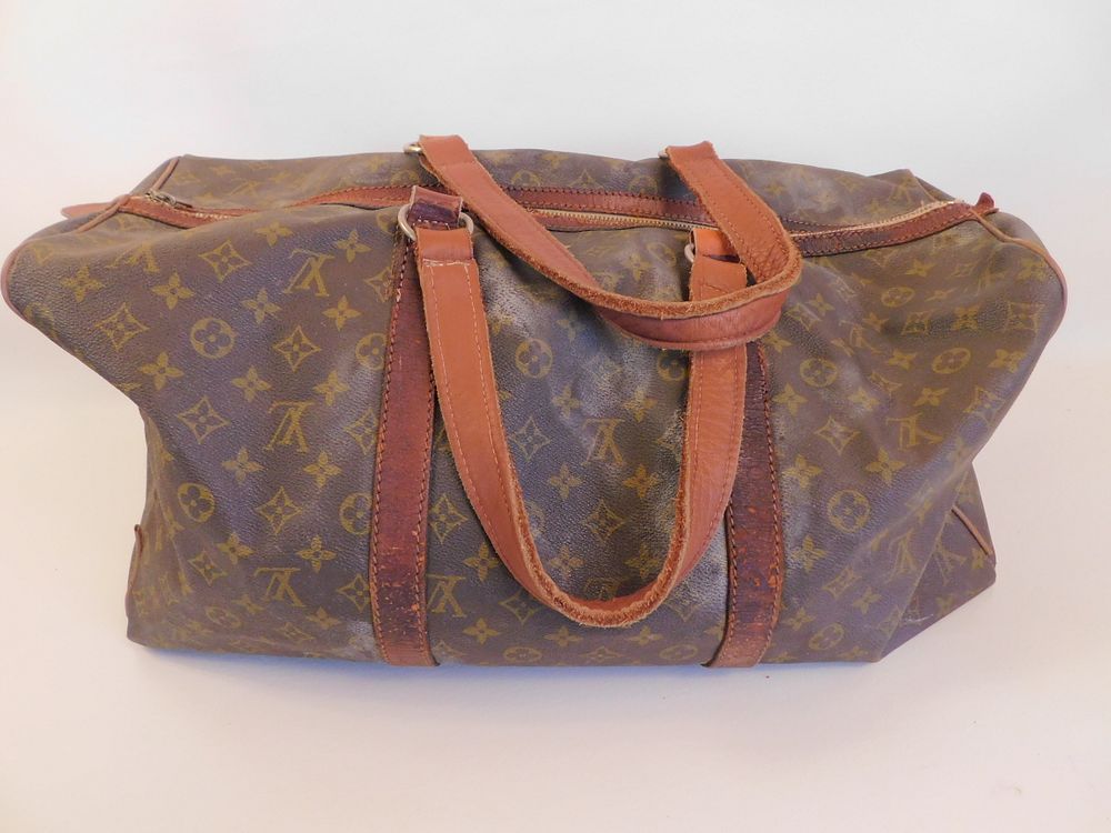 Appraisal: LOUIS VUITTON LARGE TOTE Large old Louis Vuitton logo tote