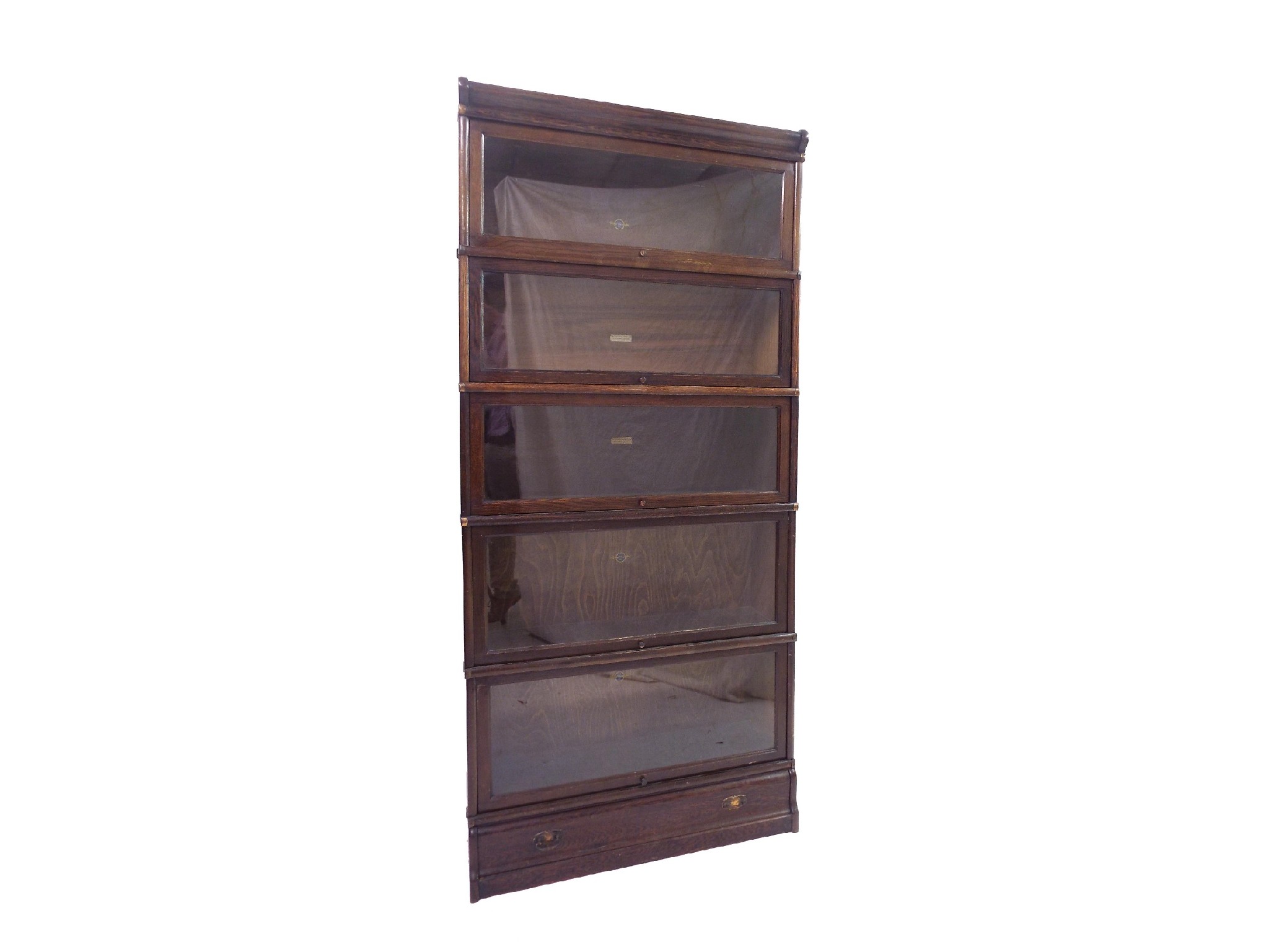 Appraisal: Globe Wernicke five section stained oak bookcase high