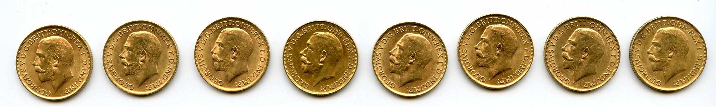 Appraisal: Great Britain George V Sovereigns KM- A high grade group