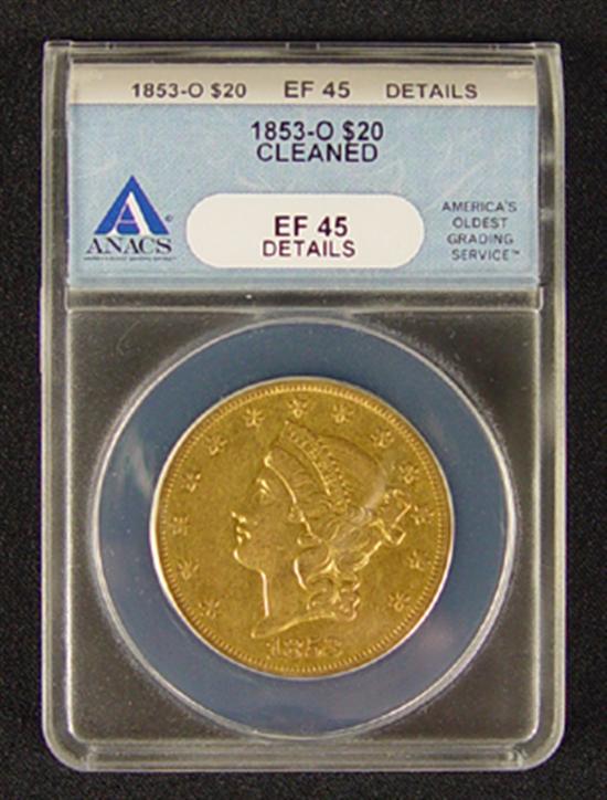 Appraisal: -O Liberty Gold Coin ANACS certified and graded XF details-cleaned