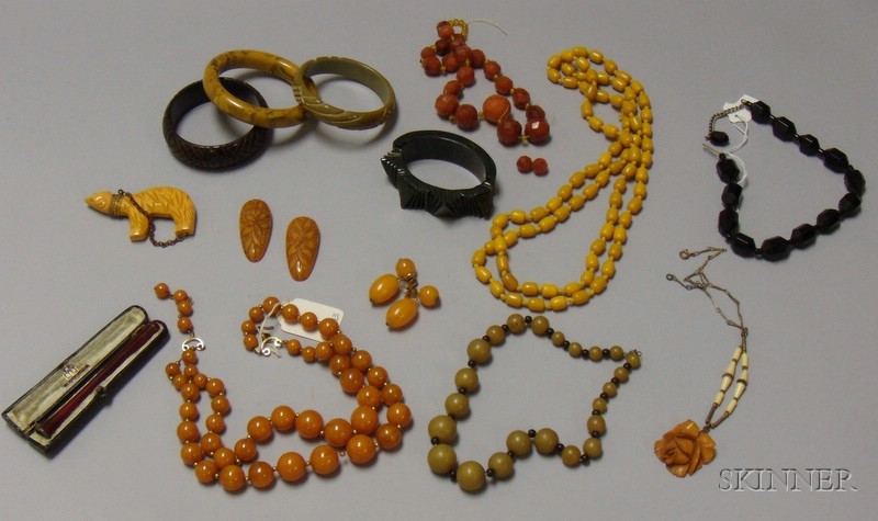 Appraisal: Group of Assorted Bakelite and Early Plastic Jewelry including four