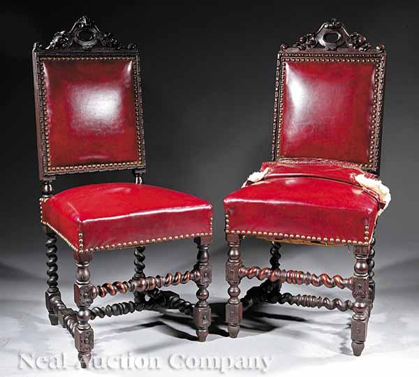 Appraisal: A Pair of English Carved Walnut Side Chairs in the