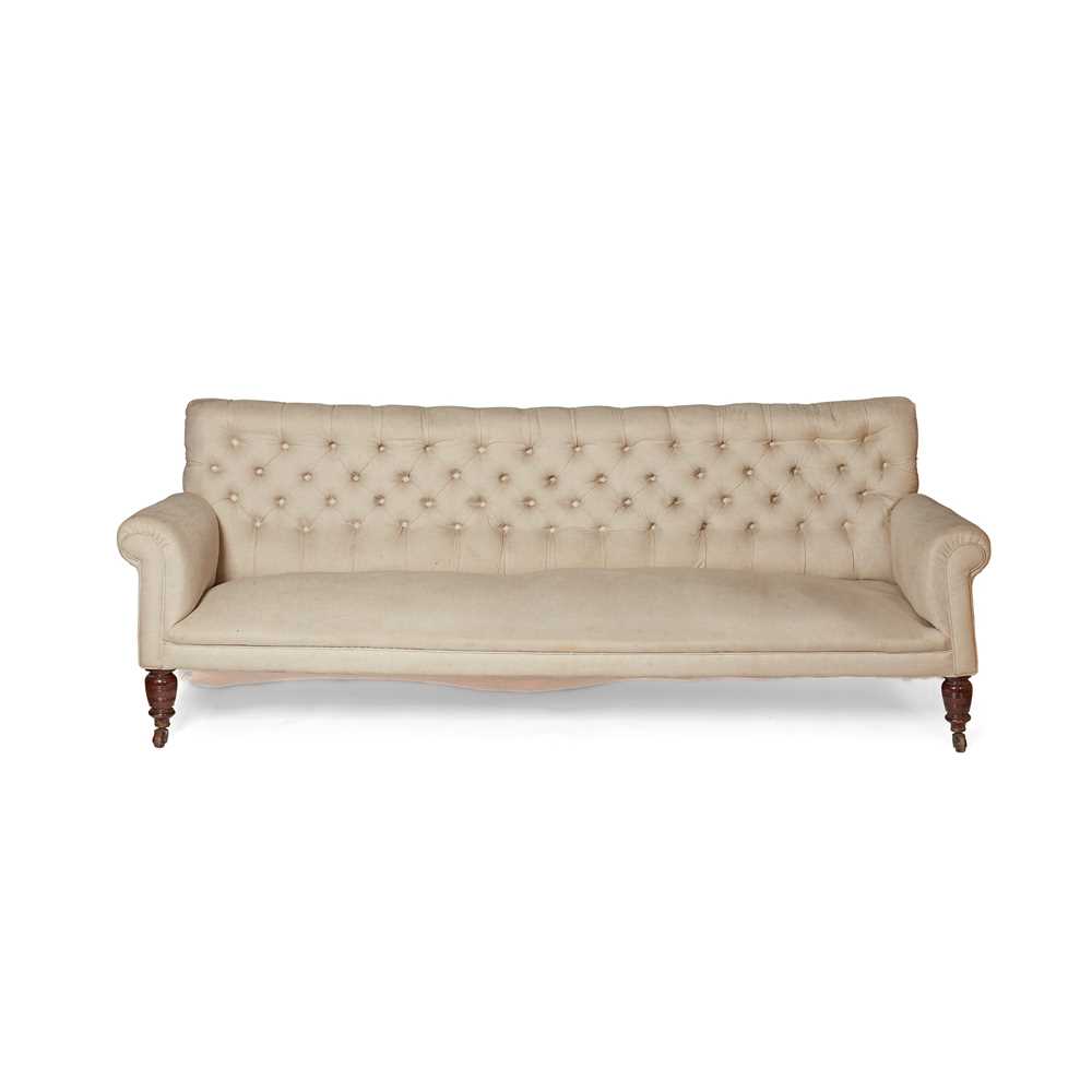 Appraisal: EARLY VICTORIAN BUTTONED BACK LONG SOFA MID TH CENTURY on