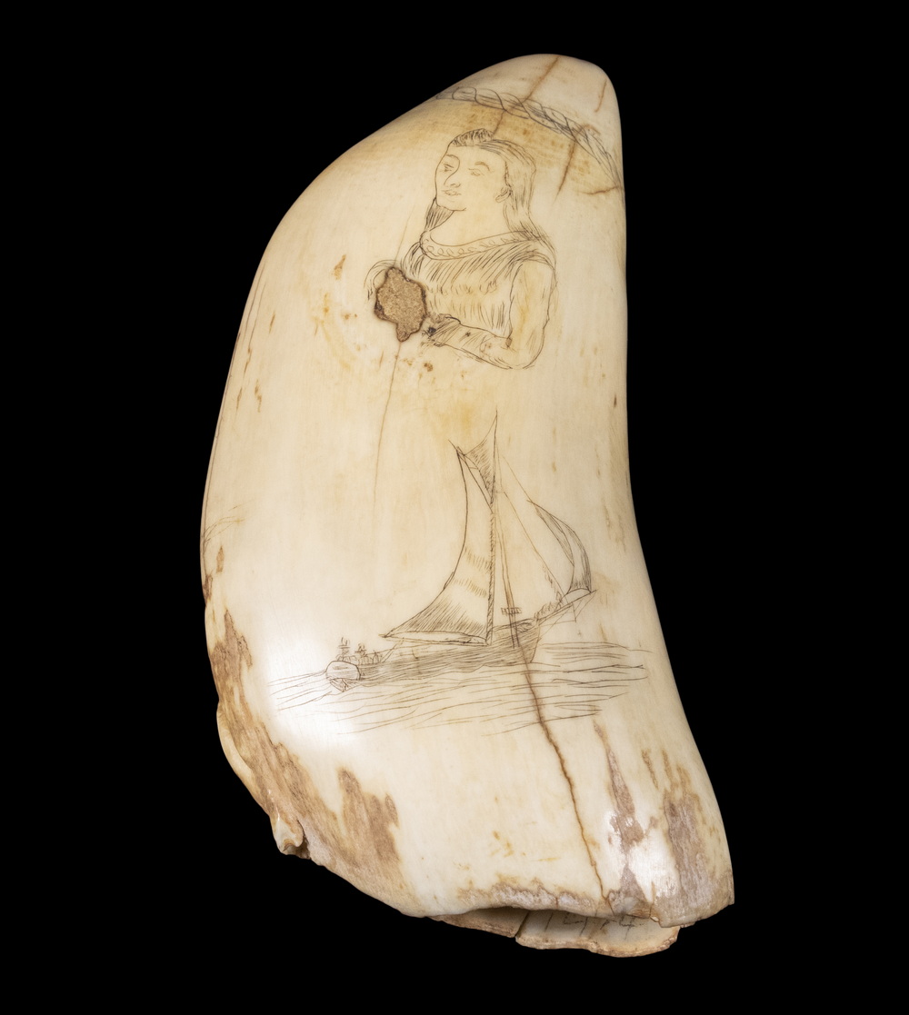 Appraisal: TH C SCRIMSHAW WHALE'S TOOTH PORTRAIT OF A GIRL A