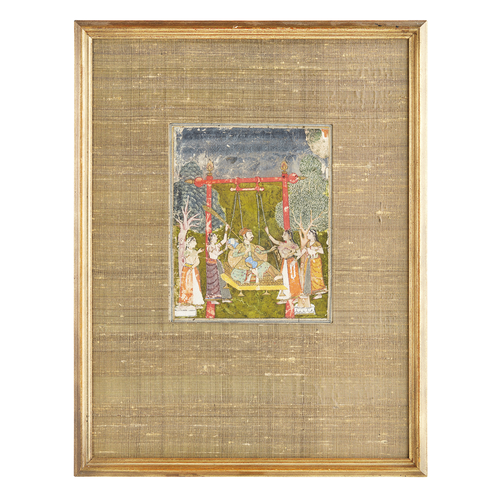 Appraisal: FOUR FRAMED MUGHAL ILLUMINATED BOOK PAGES TH TH CENTURY the