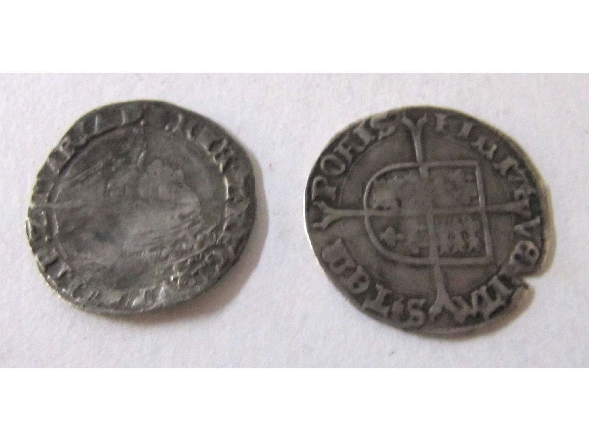 Appraisal: Two silver groats - Queen Mary Tudor England clipped fine