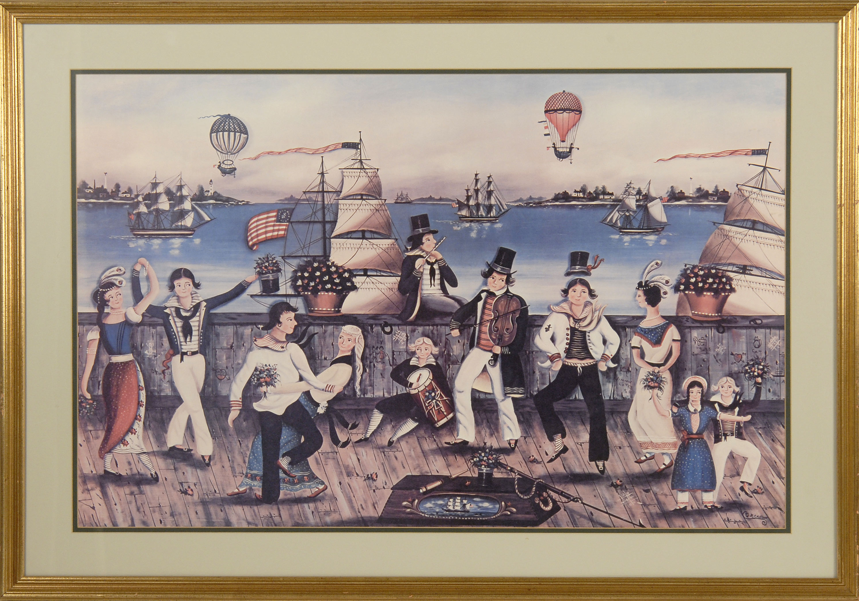 Appraisal: COLORED PRINT OF RALPH CAHOON'S SAILOR'S WEDDING DANCE x sight