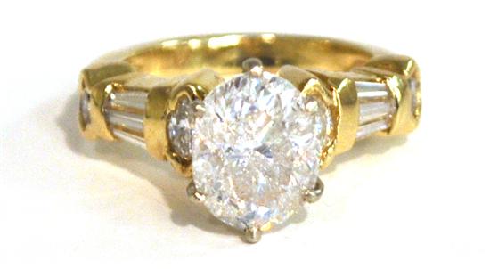 Appraisal: JEWELRY ct center diamond H-I measurements x x mm oval