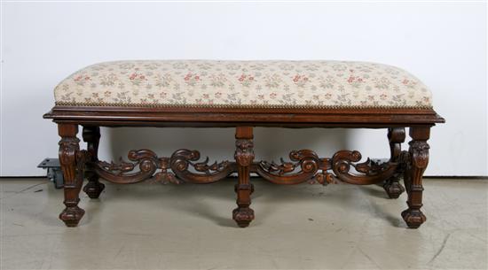 Appraisal: A Renaissance Revival Mahogany Bench Height x width x depth