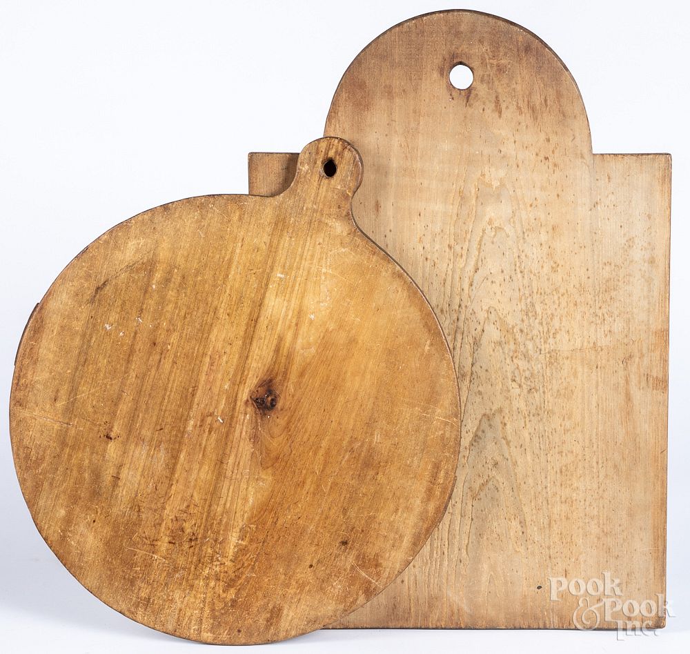 Appraisal: Two pine dough boards Two pine dough boards th c