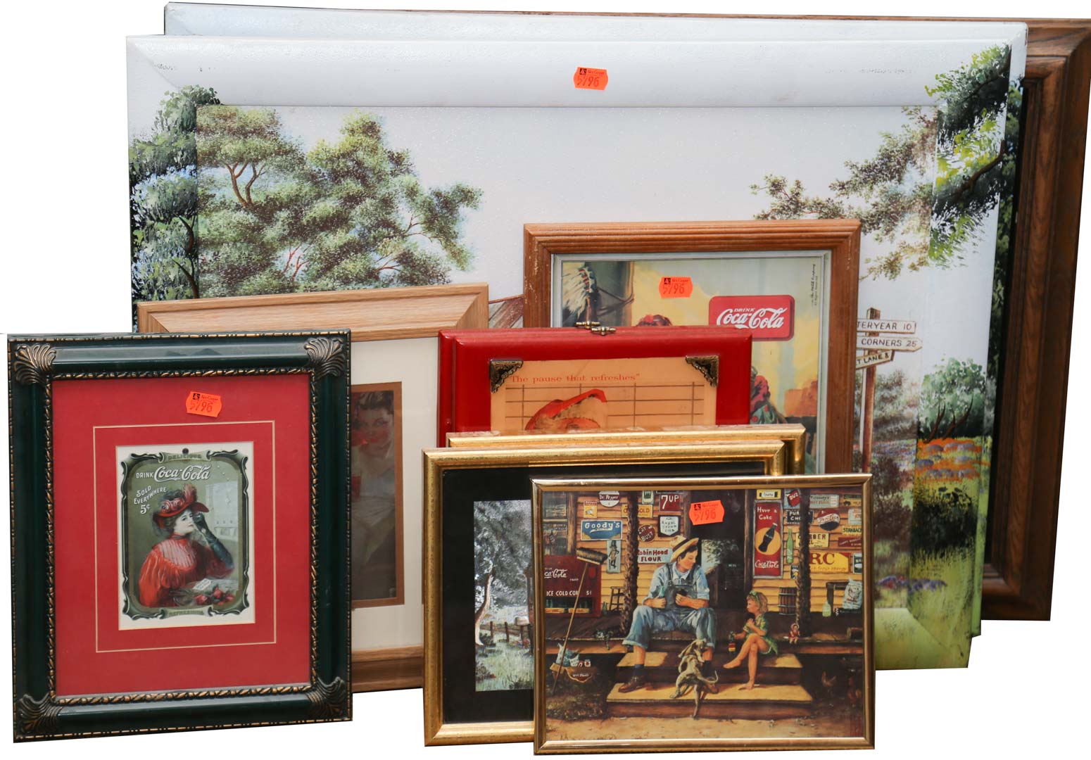 Appraisal: Group of Coca-Cola articles including framed Coca-Cola ads painting and