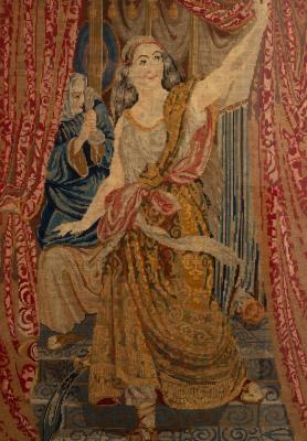 Appraisal: A wool work picture depicting Judith cm x cm