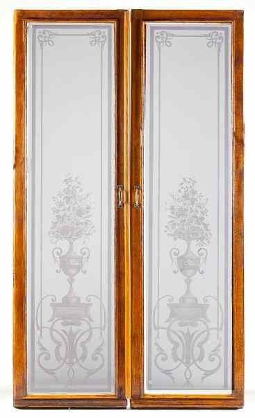 Appraisal: Pair of French Art Nouveau Large Glass Door Panelscirca clear