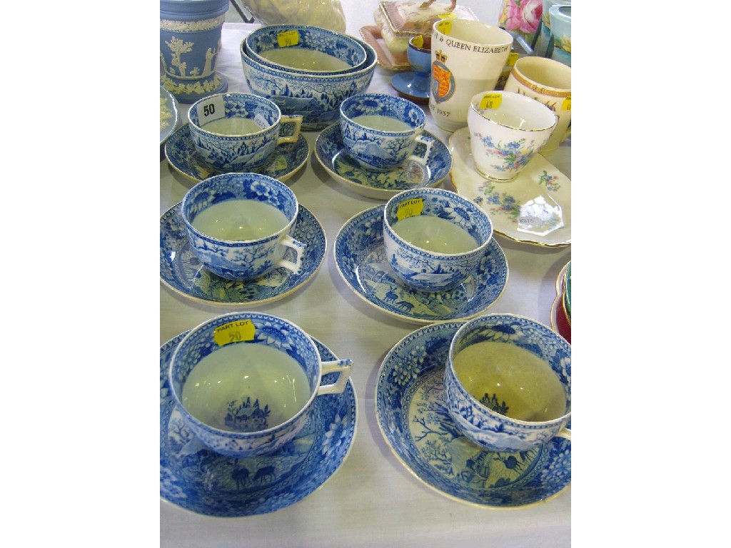 Appraisal: A collection of th century blue and white printed teawares