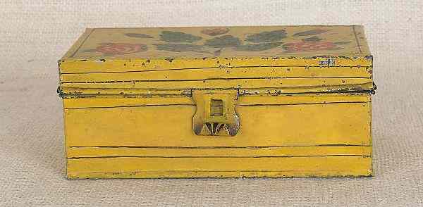 Appraisal: Tole dresser box th c with floral decoration on a