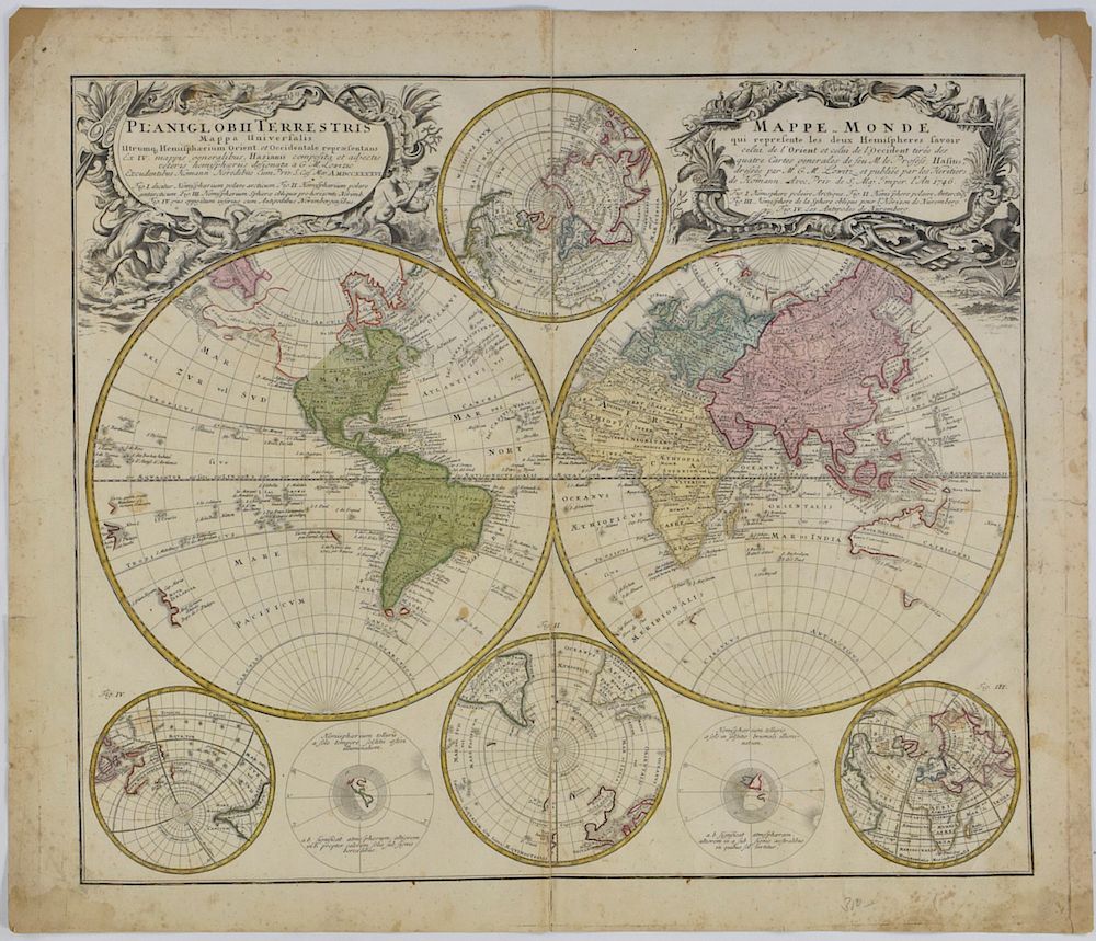 Appraisal: Johann Matthias Hase Homann Heirs World Map Johann Mathias Hase