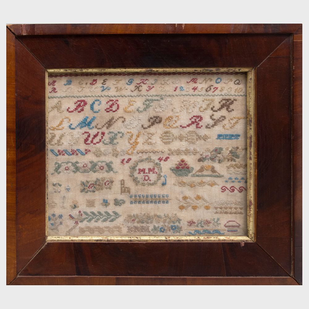 Appraisal: Embroidered Alphabet Sampler with Monogram 'M M D ' Together