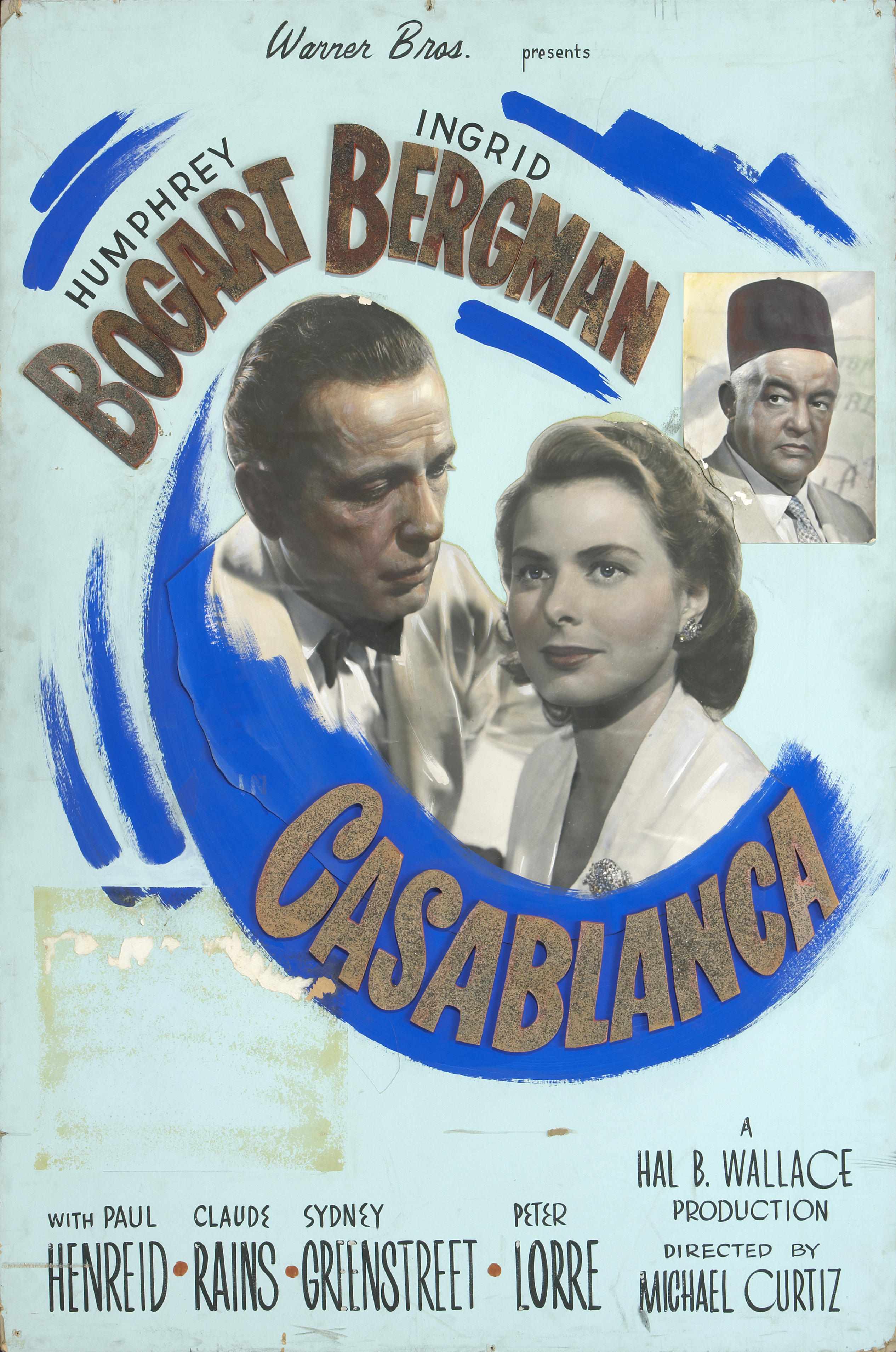 Appraisal: Vintage Hollywood Posters A Casablanca promotional poster displayed at the