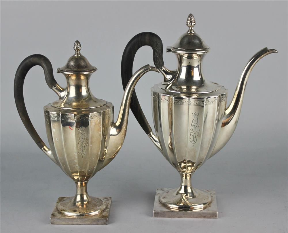 Appraisal: TOWLE SILVER TEAPOT AND COFFEE POT nos and tapering fluted