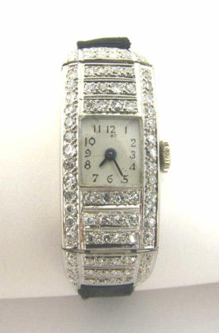 Appraisal: Estate - 's lady's platinum diamond deco style watch with