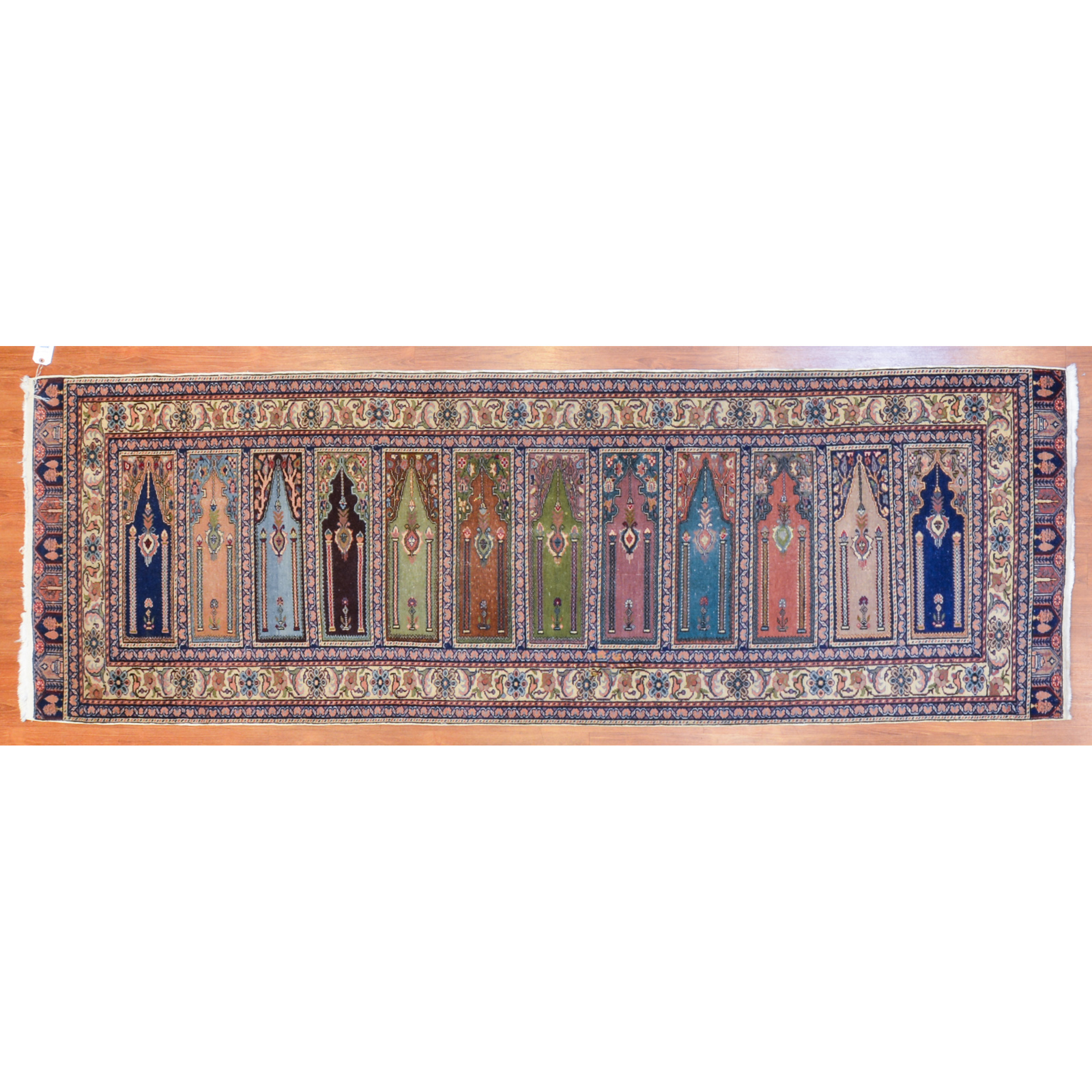 Appraisal: AFGHAN PRAYER RUNNER AFGHANISTAN X Fourth quarter- th century hand-knotted