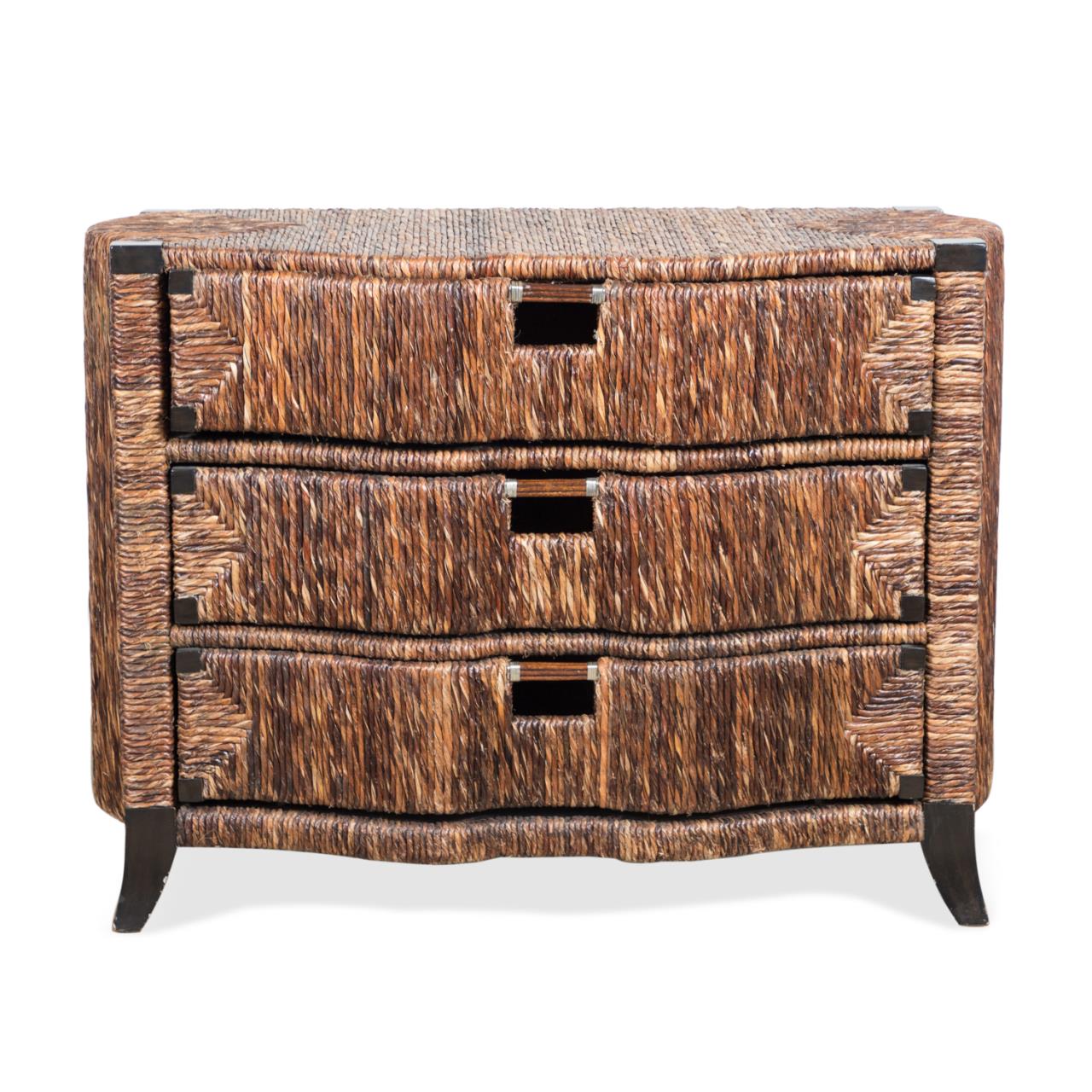 Appraisal: MAITLAND SMITH SERPENTINE RUSH CHEST OF DRAWERS Maitland Smith rush