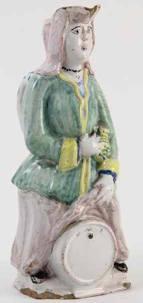 Appraisal: Spanish Faience Toby Pitchercirca s molded as a woman astride