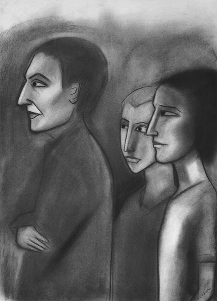 Appraisal: ROBERT DICKERSON born Spectator charcoal signed lower right Dickerson x