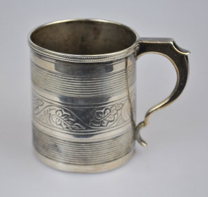 Appraisal: A George III silver Christening mug of cylindrical form with