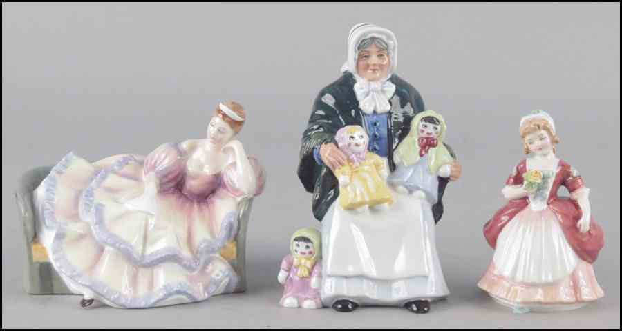 Appraisal: THREE ROYAL DOULTON PORCELAIN FIGURES Comprised of The Rag Doll