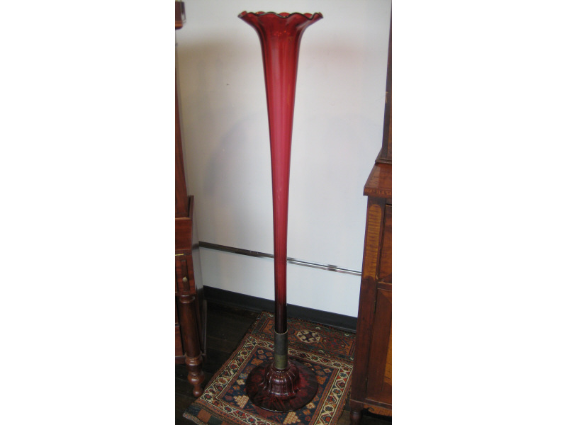 Appraisal: MONUMENTAL CRANBERRY ART GLASS FLOOR VASE Late th century with