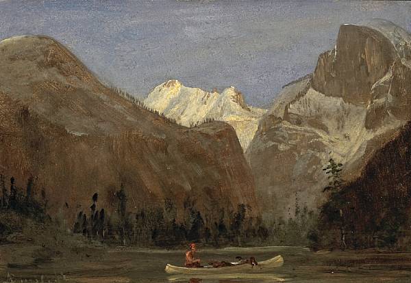 Appraisal: Albert Bierstadt German - Boating through Yosemite Valley with Half