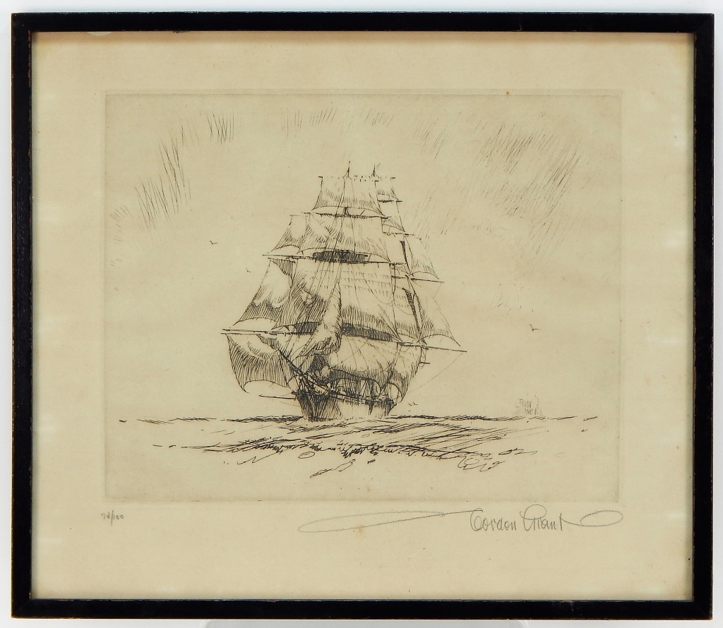 Appraisal: GORDON GRANT SAILING VESSEL MARITIME ETCHING New York California United