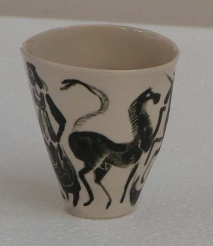 Appraisal: Small Cup with Slice Ceramic on Ceramic Bleng and Kaolin