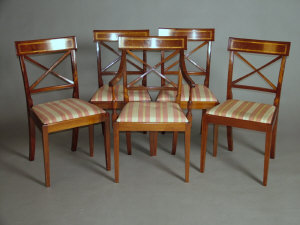 Appraisal: A set of five reproduction Regency style dining chairs th