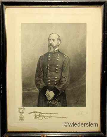 Appraisal: Framed print of General Gordon Meade signed in pencil Max