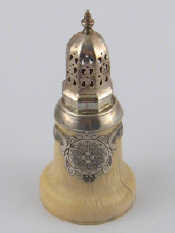 Appraisal: An unusual Russian silver mounted turned ivory possibly mammoth sugar