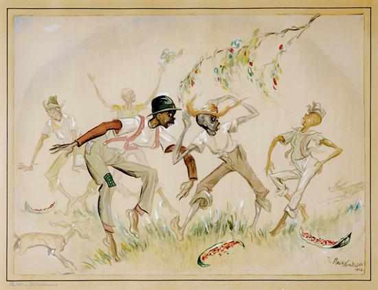 Appraisal: Russell Henderson Winnsboro South Carolina mid- th century BALLET-AFRICANUS watercolor