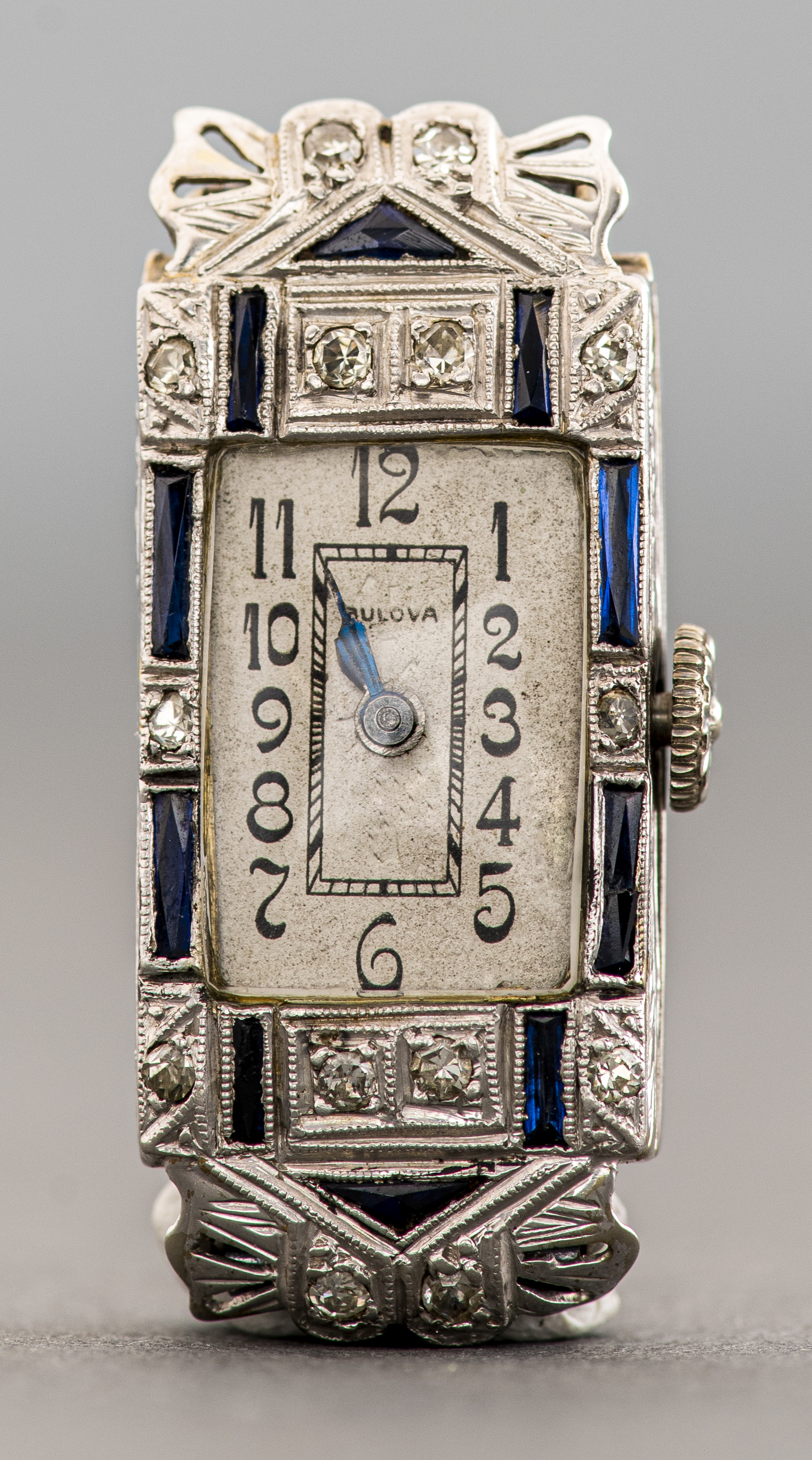 Appraisal: 'S LADIES BULOVA K DIAMOND SAPPHIRE WATCH Art Deco 's