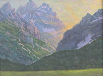 Appraisal: Emerson Everett Glass American - Tetons Oil on wood panel