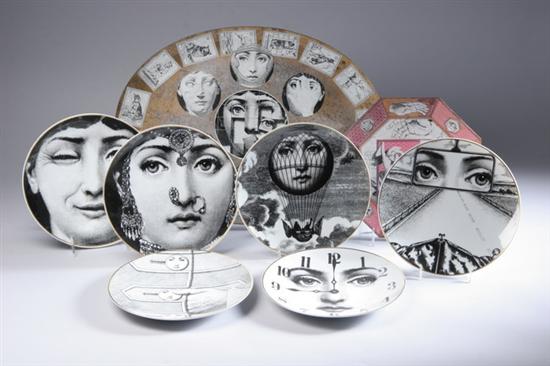 Appraisal: SIX ROSENTHAL PORCELAIN FORNASETTI PLATES th Century Including motifs and