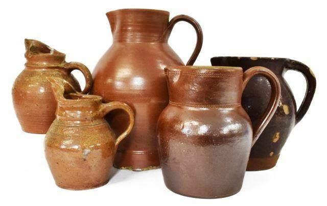 Appraisal: lot of French earthenware handled pitchers late th early th