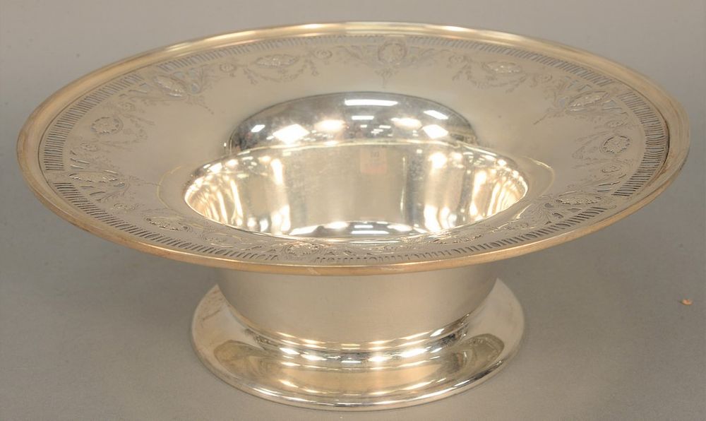 Appraisal: Sterling silver footed center bowl with reticulated edge height inches