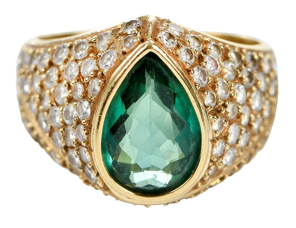 Appraisal: H Stern kt Gemstone Ring center pear cut green tourmaline