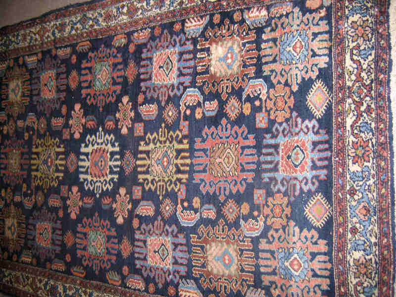 Appraisal: HAMADAN AREA RUG The indigo field with bold allover geometric