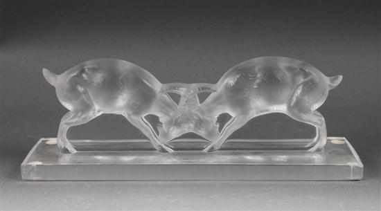 Appraisal: Lalique molded and partially frosted crystal figural group of two