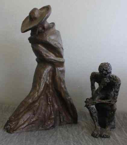 Appraisal: Vintage Bronze Figures One Signed Delgado One seated man inscribed