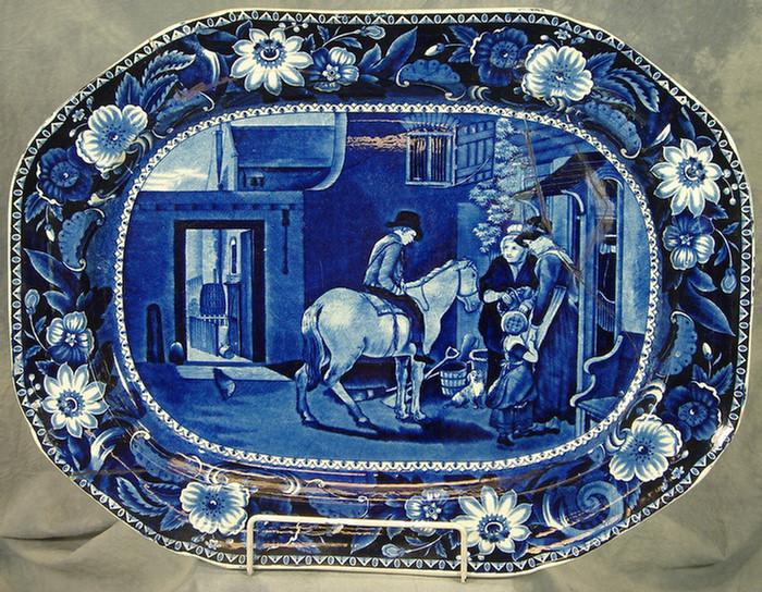 Appraisal: Clews Staffordshire dark blue transfer platter Errand Boy pattern extensive