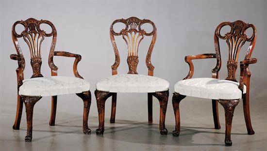 Appraisal: George II style carved mahogany dining chairs set of twelve